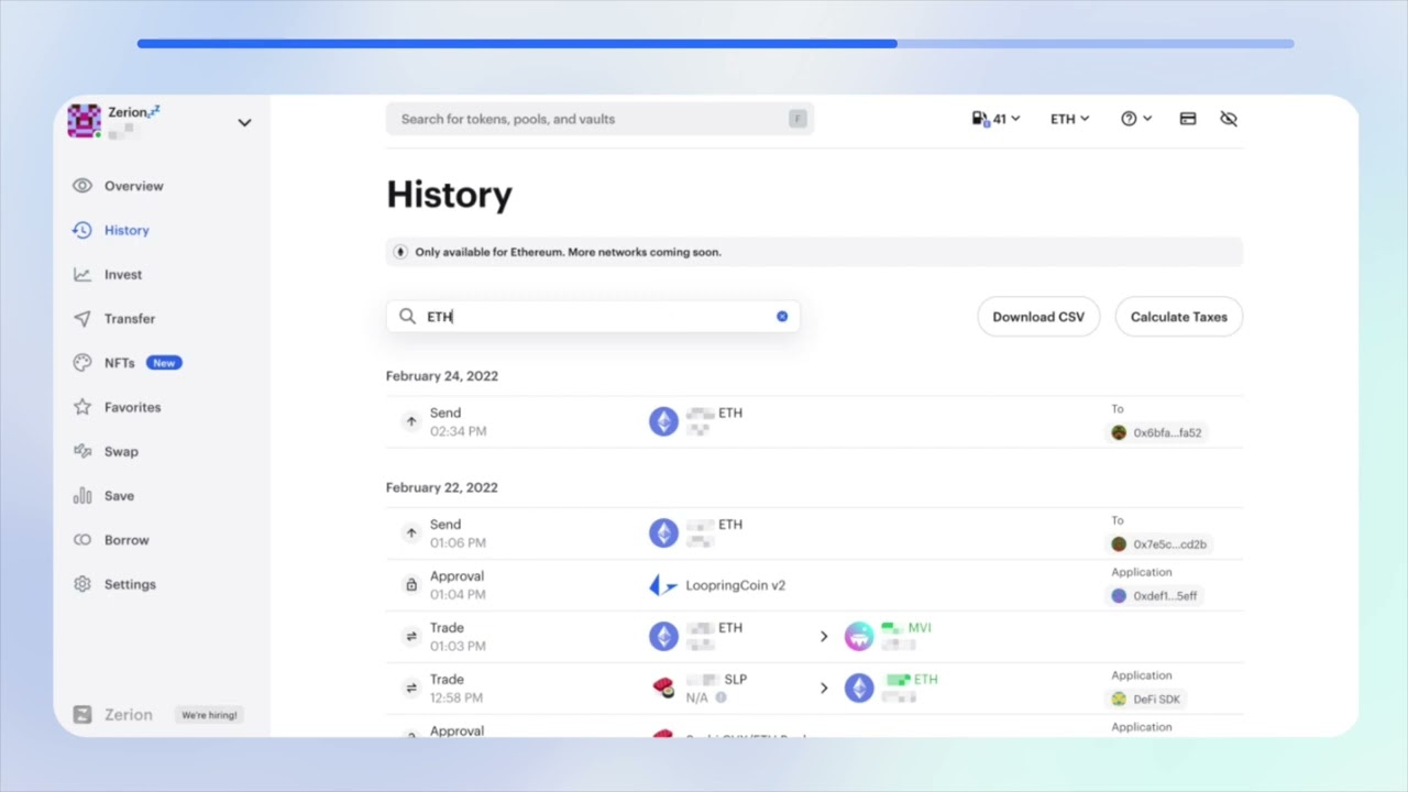 How to Search Crypto Transaction History With Zerion | Filter by Asset,  Protocol, Type