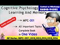 Cognitive psychology mpc001  important topics from complete  book exam notes for ignou university