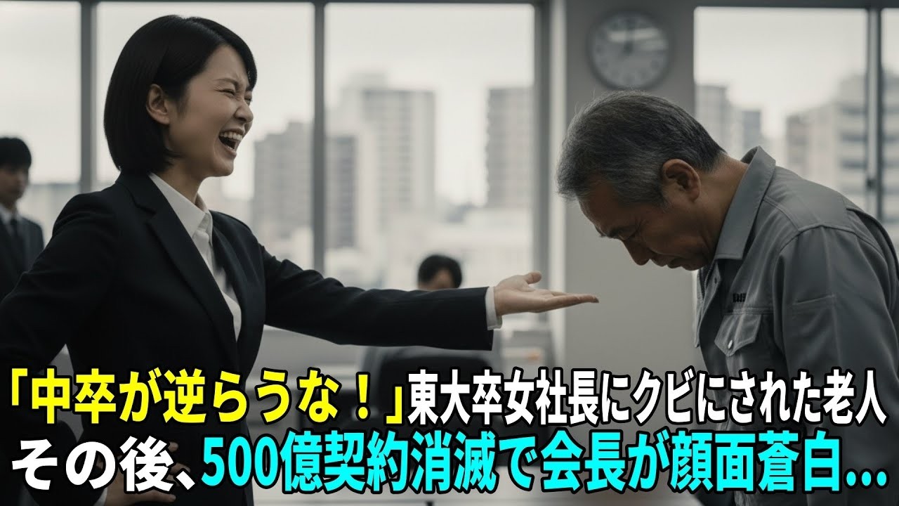 「中卒のくせに逆らうからよ」東大卒女社長にクビにされた70歳嘱託社員──翌日、500億契約が消滅し社長が崩れ落ちた