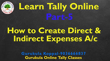 Learn Tally in Kannada-5, Gurukula Tally Online Classes, Direct and Indirect Expenses ledgers.