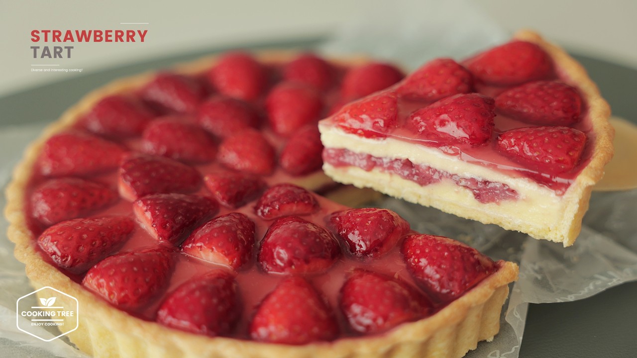 Рецепт глянцевого клубничного тарта |Ванильный заварной крем и глянцевая клубничная сиропная глазурь