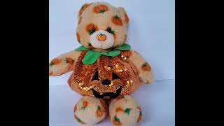 2012 Build A Bear Workshop BABW Pumpkin Nose Bear w/Jack-O-Lantern Outfit Plush