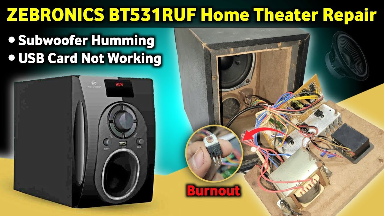 ZEBRONICS BT531RUF Home Theatre Bass Problem Repair • You Like Electronic