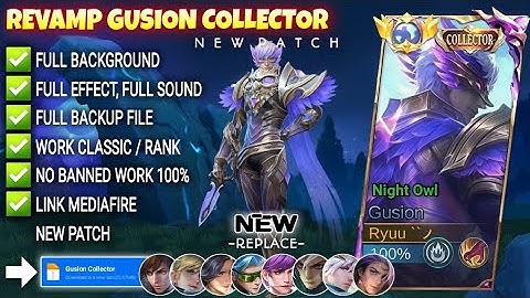 REVAMPED! Script Skin Gusion Collector - Night Owl No Password | Full Effect Voice | Patch Terbaru
