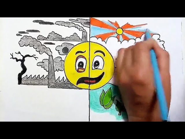 Global Warming Project Drawing How To Draw Stop Global Warming And Save Earth Youtube