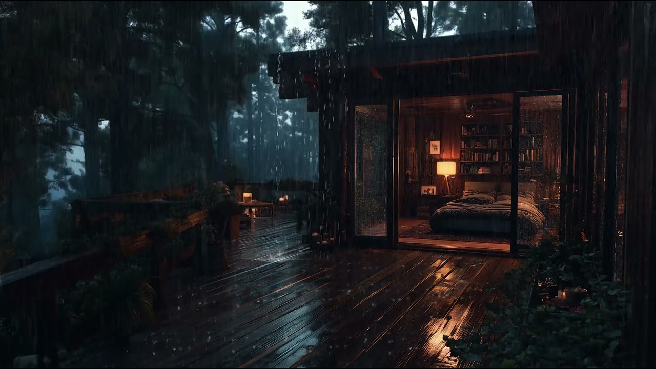 Дождливая ночь в лесной комнате | Глубокий сон и расслабление 【Без музыки】