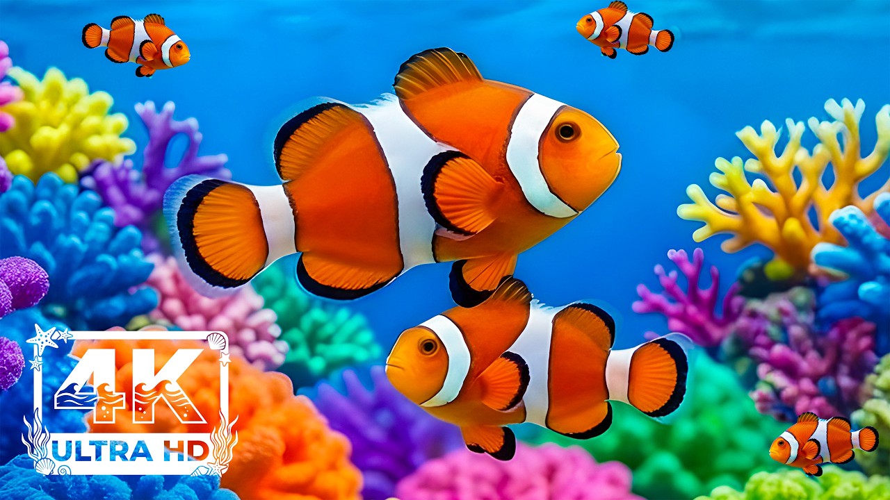 Подводный рай 4K – Кристально чистая морская жизнь и коралловые рифы – Нежное фортепиано