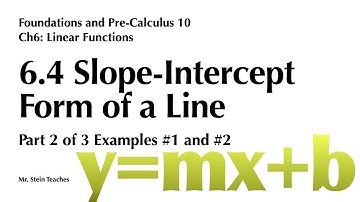 FPC10 Ch6 6.4 Slope Intercept Form Examples 1 and 2