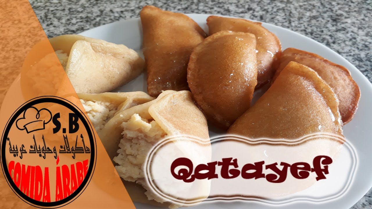 Atayef Qatayef postre árabe muy rico rellenos con nata casera... Comida árabe