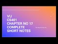 CS401 CHAPTER NO 17 final term short notes