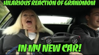 Hilarious Reaction Of Grandmom In My New Car! - Audi R8 V10