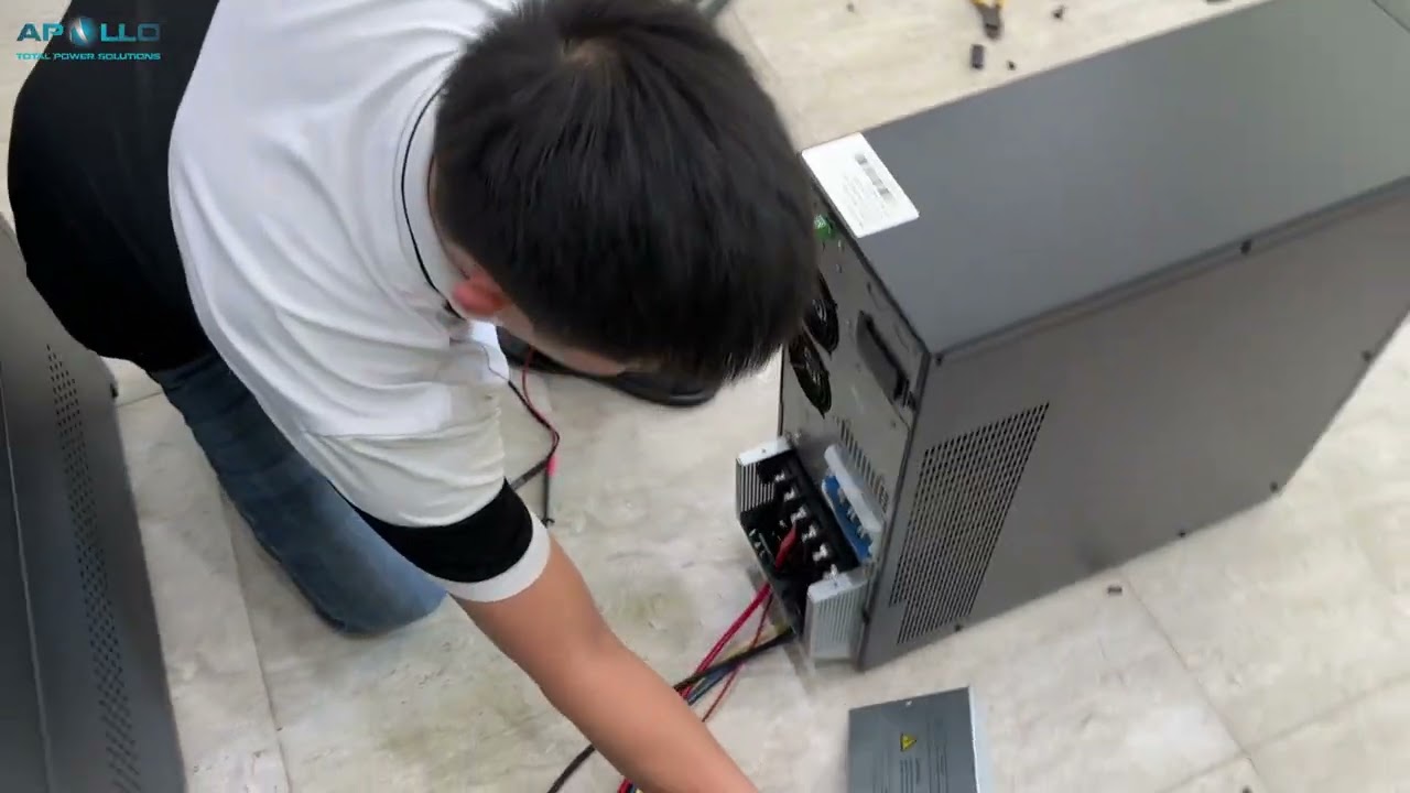 Hướng dẫn đấu nối ắc quy và sử dụng bộ UPS Apollo AP93115, 15kVA/15kW với 20 bình ắc quy 12V 40Ah