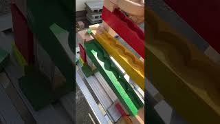 Marble run green ball solo run ☆ Long wave wooden slope & yellow circular slope