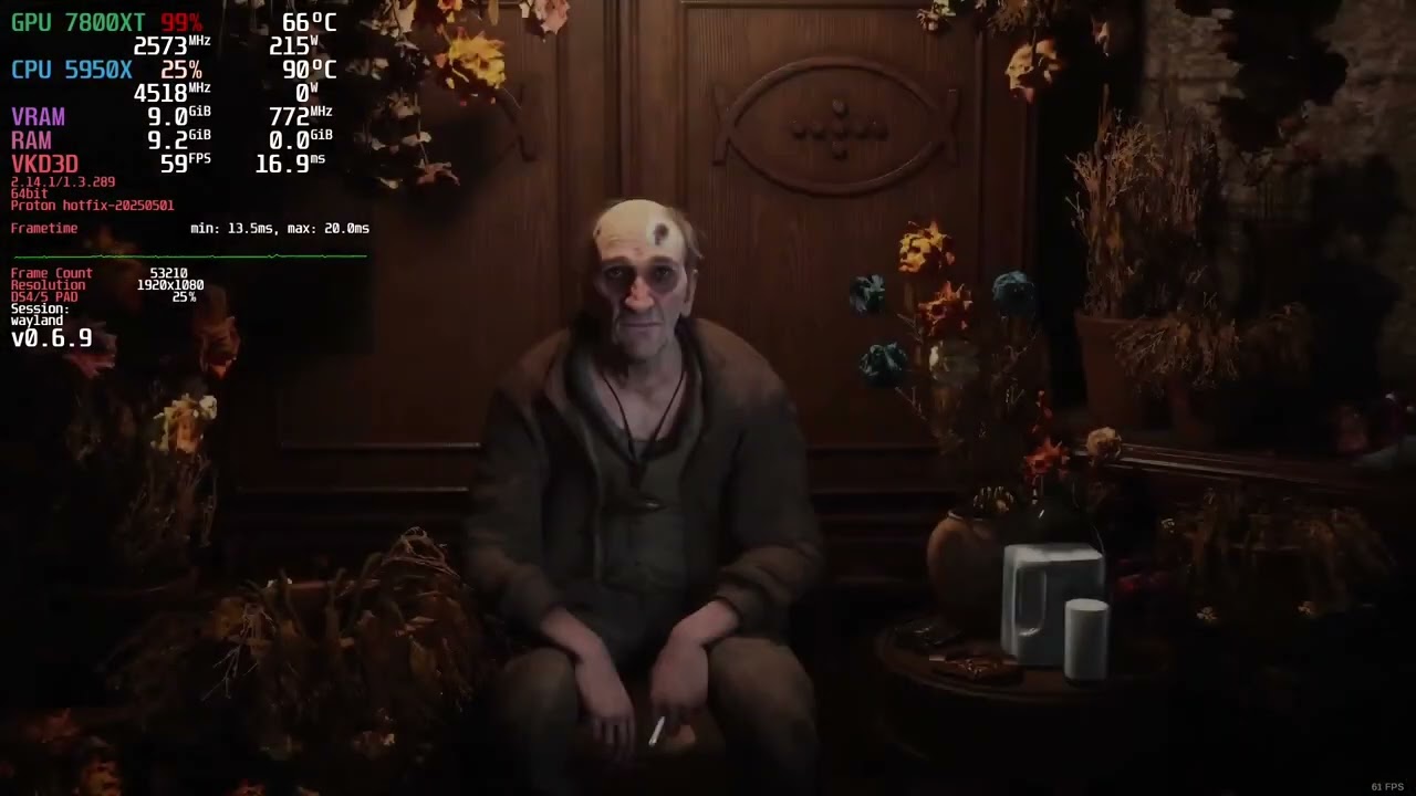 Hell is Us Linux Mint 7800XT w 5950X 1080p