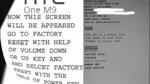 HTC ONE  M9 FACTORY RESET IN  FAST BOOT OFF...........