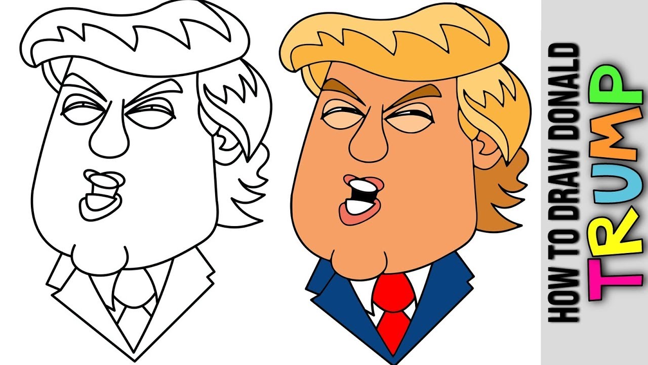 How To Draw Donald Trump 😃 Drawing President Of The United States 😃  Drawing Tutorial 😃 DIY - YouTube
