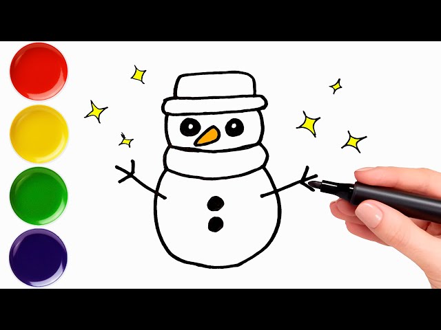 How to Draw a Cute Cartoon Snowman for Kids and Beginners | How to Draw  Step by Step Drawing Tutorials