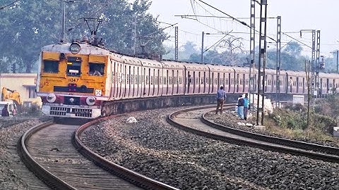 Conventional 12 Coach EMU Trains Speeding in Huge Curve & Skip Furiously | Eastern Railways