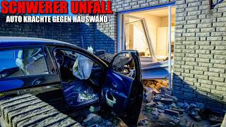 [SCHWERER UNFALL IN ESSEN!] - Auto kam von Fahrbahn ab & krachte gegen Hauswand - 2 Verletzte -