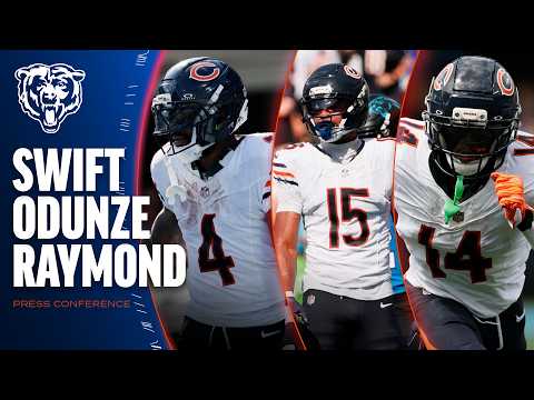 D'Andre Swift, Rome Odunze, Kalif Raymond break down 59-37 win over Panthers | Press Conference