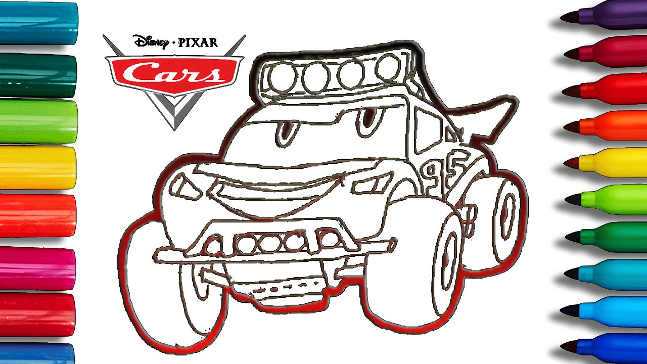 Lightning McQueen Monster Truck Drawing and Coloring | Coloring Pages ...