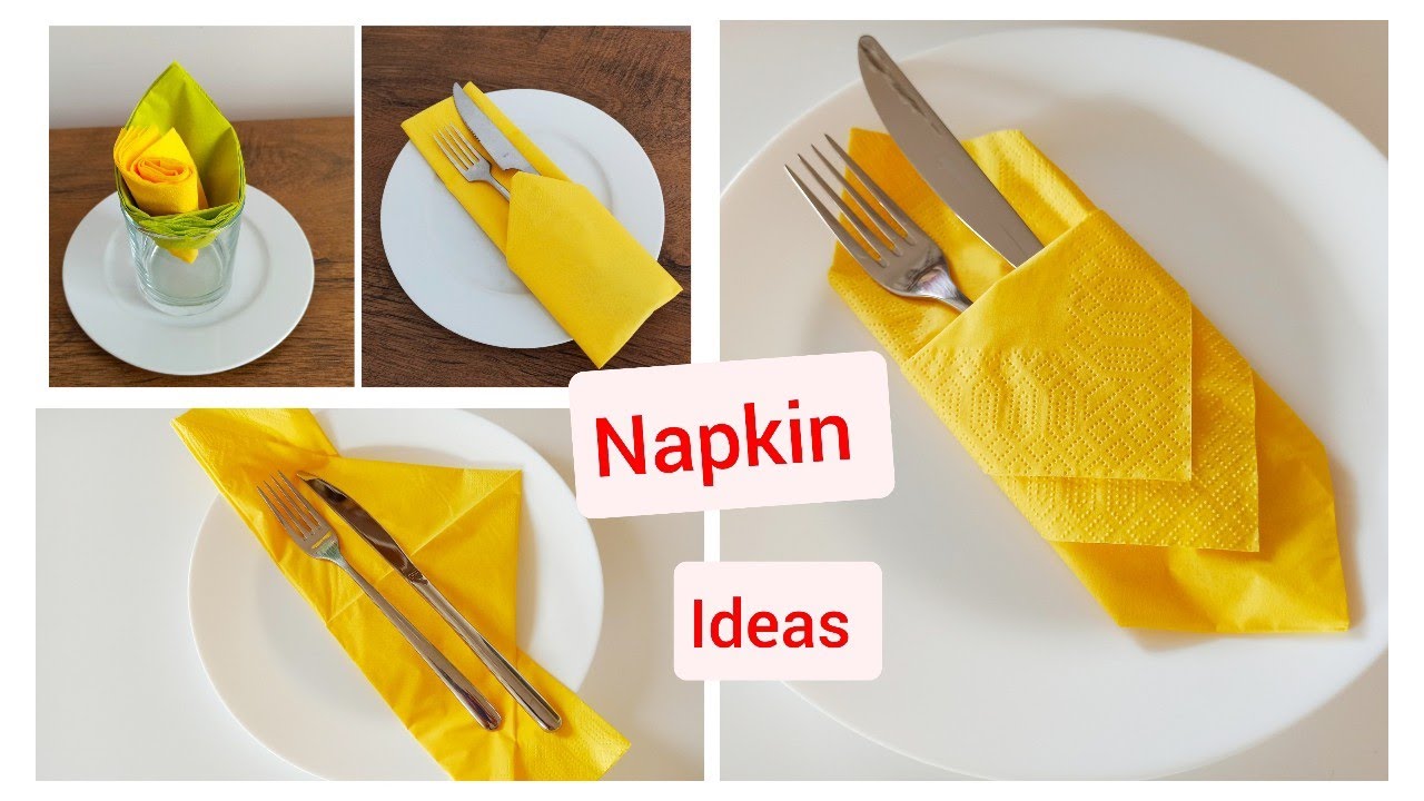 4 NAPKIN CRAFTS IDEAS/PAPER NAPKIN DECORATION IDEAS/NAPKIN FOLDING AND