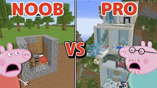 Minecraft Peppa Pig NOOB vs PRO: MODERN MOUNTAIN HOUSE BUILD CHALLENGE