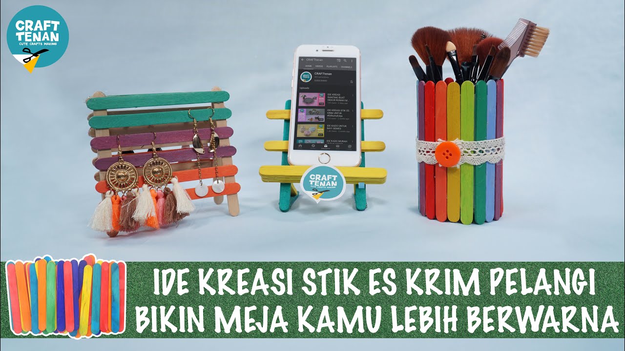 IDE KREASI STIK ES KRIM  PELANGI BIKIN MEJA KAMU LEBIH 