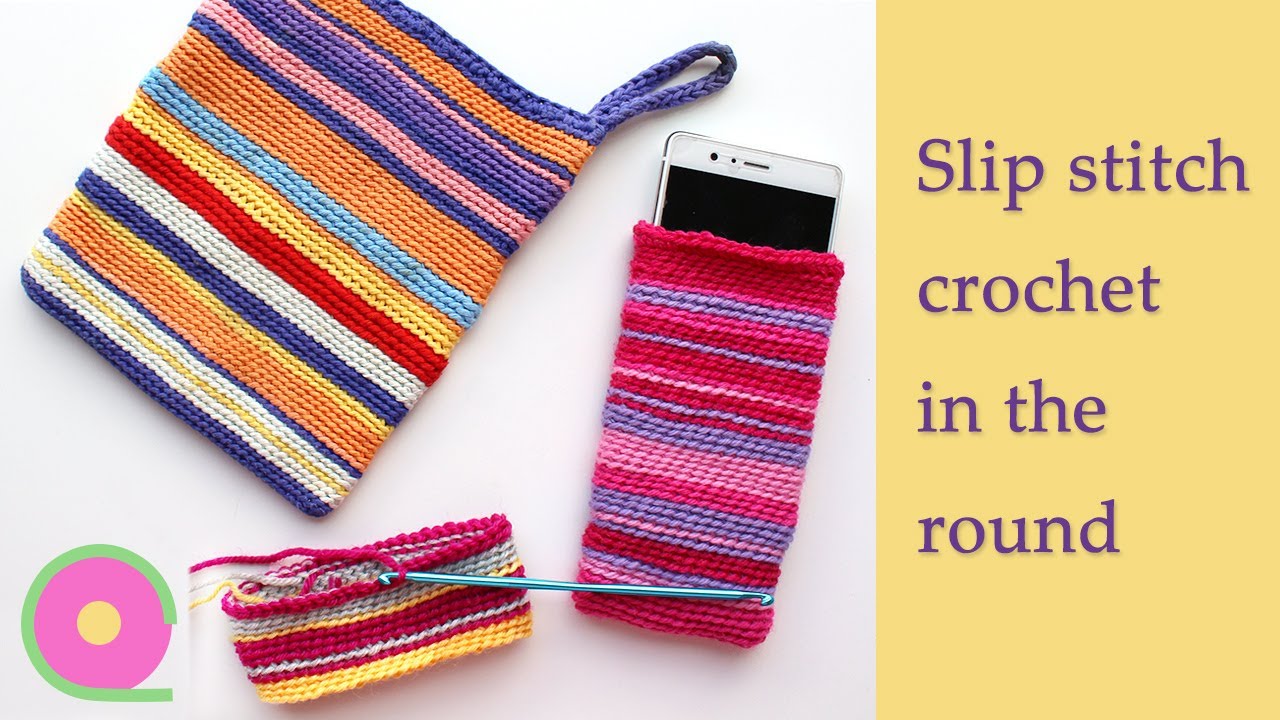 Slip stitch crochet in the round. Create easy colorful crochet projects