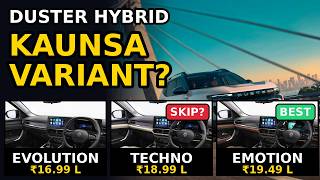 Renault Duster hybrid 2026 variant explained | Evolution, Techno and Emotion
