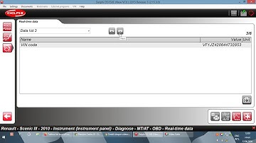Delphi Ds150 -  Renault Megane Scenic 3 - Instrument panel - Real Time Data