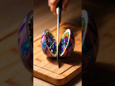 Cutting a Colorful Marble Egg 🔪😱 | Satisfying ASMR #shorts #satisfying #asmr #egg