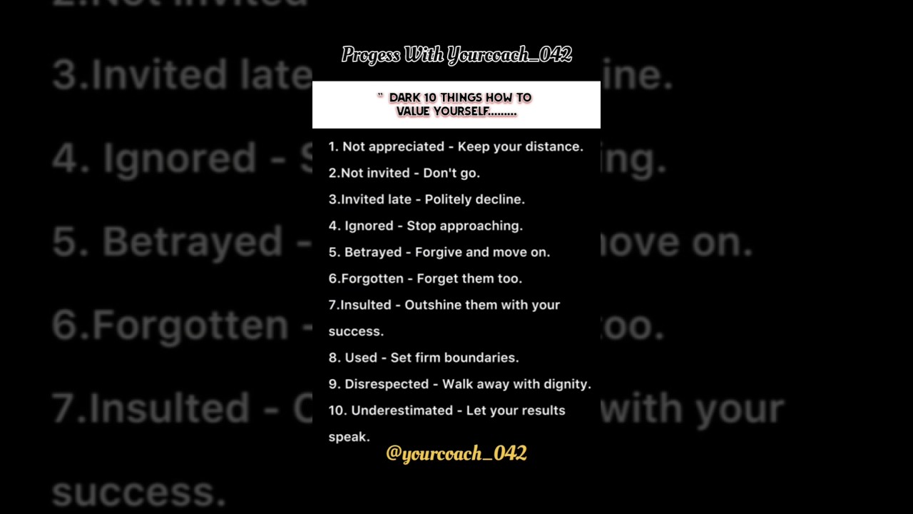 " Dark 10 things How to value yourself"
