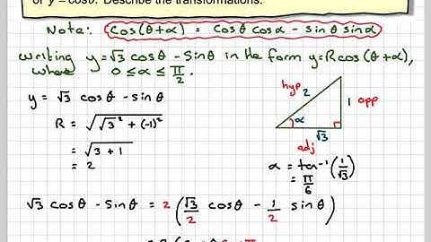 Transformations of the graph of y=acosx -bsinx to Rcos(x+alpha)