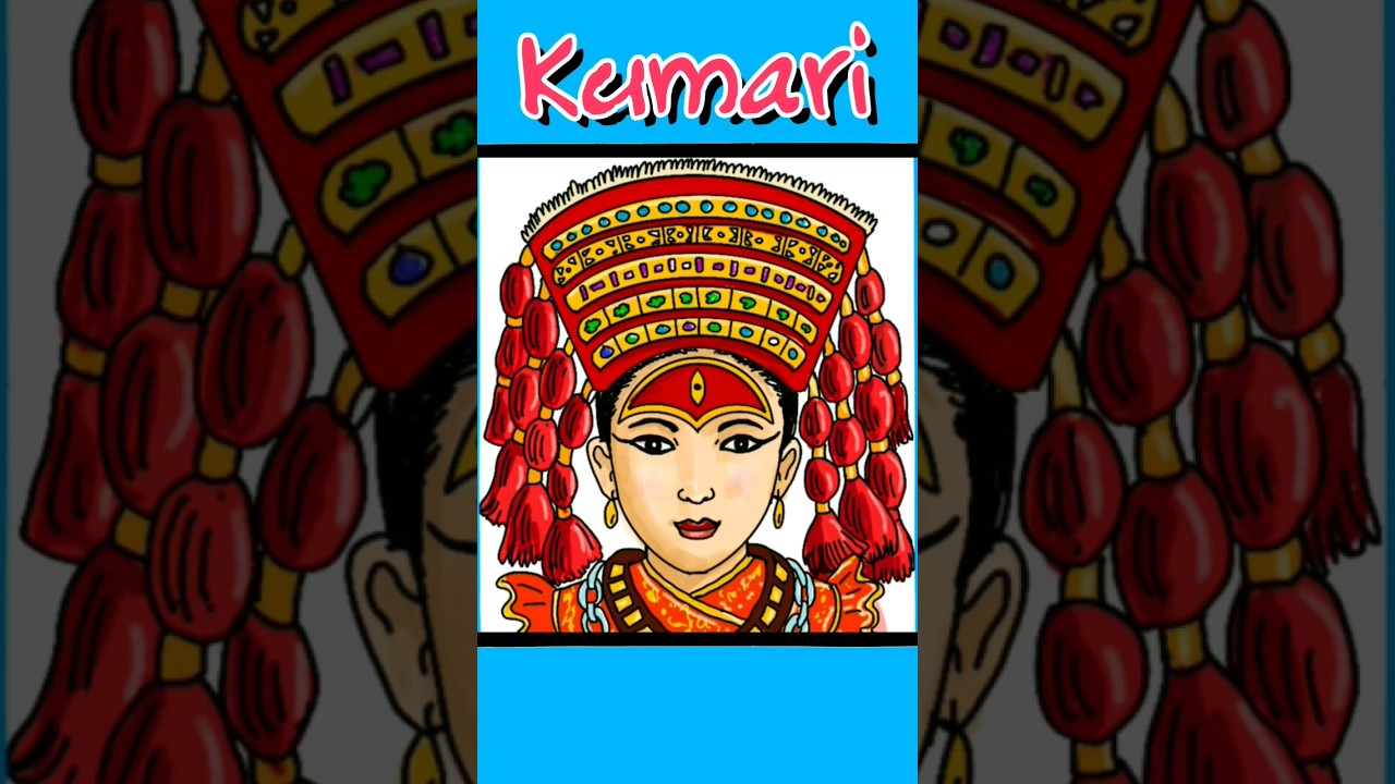 How to draw kumari step by step | Living goddess  | 