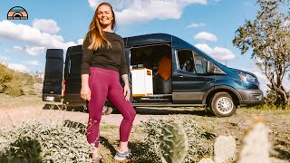 Her DIY Ford Transit w/ Large Office Space