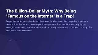 The Billion Dollar Myth  Why Being  Famous on the Internet  Is a Trap