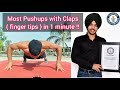 Most push ups with claps  finger tips  in one minute   guinness world record  kuwar amritbir