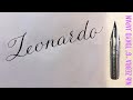 With a Japanese sharp pen, ZEBRA G, I write the name Leonardo in calligraphy handwriting.