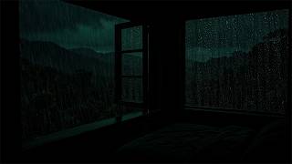 Soft Night Rain Outside the Window | Warm Lighting in Bedroom for Sleeping