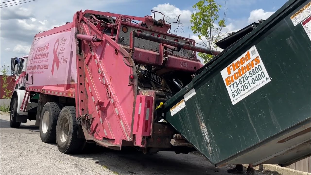 Pink Leach Flood Brothers Pink WX Leach Rear Loader Garbage Truck - YouTube