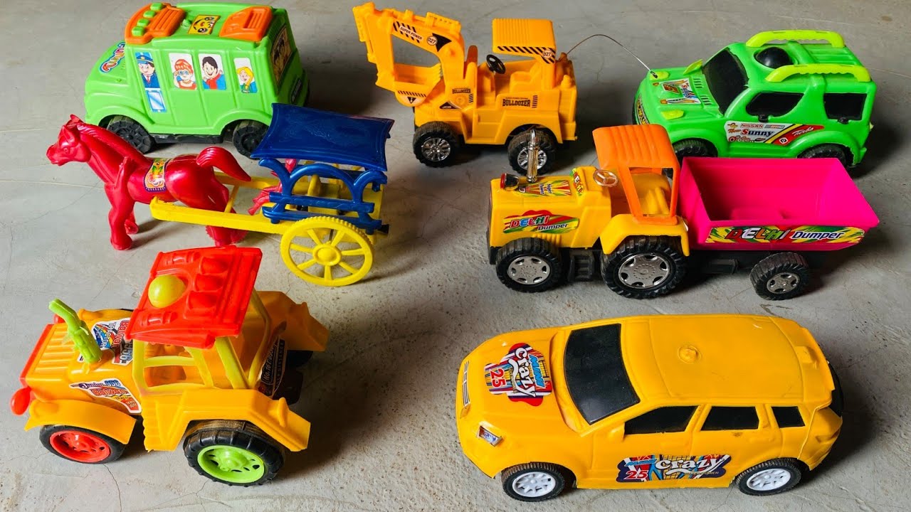 Gadi Khilona Cartoon Toy Wala Video Car Bus Tempoo Rickshaw Tractor 