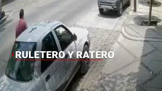 ¡RULETERO Y RATERO! | Sujeto retira cristal de vehículo para robar dinero y una laptop