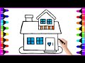 How To Draw A Simple House - Drawing And Coloring A House - House Drawing Tutorial For Kids
