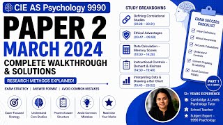 CIE AS Psychology 9990 Paper 2 March 2024 - Part 1 | Complete Solved Paper & Examiner Tips #9990
