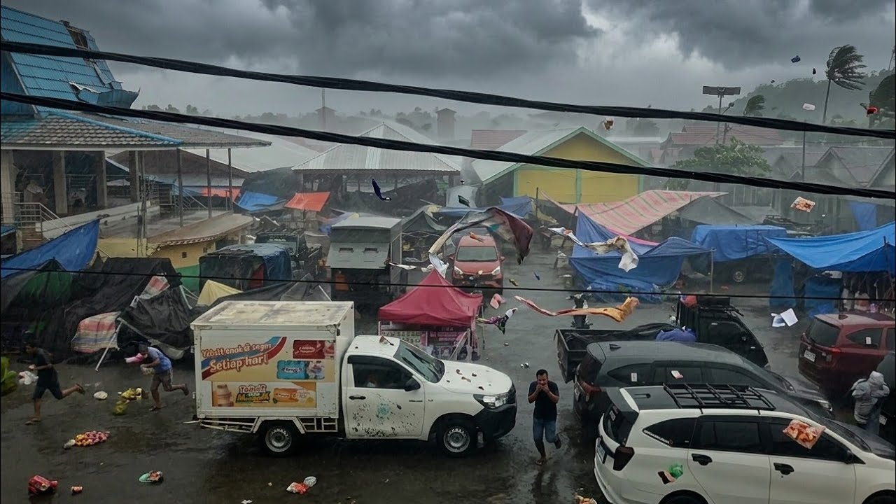 Pasar Pantai Diterpa Angin Kencang