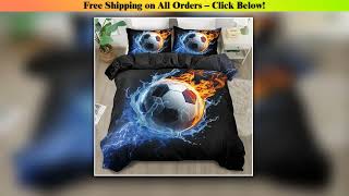 2/3pcs Sports Theme Duvet Cover Set - Soft Breathable Soccer Ball Print Bedding Set 100% screenshot 5