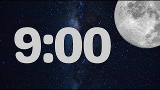 9 Minute Fun Moon Classroom Timer (No Music, Space Synth Alarm at End)