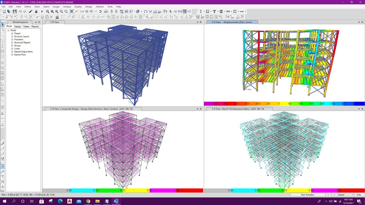 6 Storied Steel Building Design in Etabs Composite Beam Design YouTube