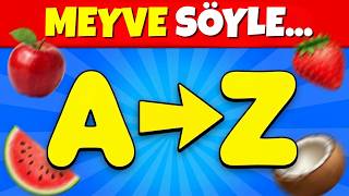 A'dan Z'ye MEYVE İSİMLERİ 🍉 | Meyve Bulmaca ve Hafıza Testi | Alfabe Testi